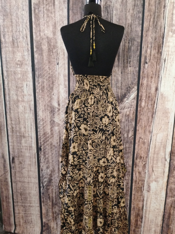 Black & Brown V Neck Halter Dress High Low Black & Brown V Neck Halter Dress High Low