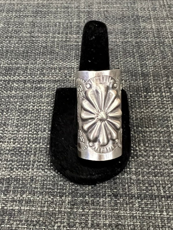 Navajo Sterling Southwest Hand Stamped Hair Ponytail / Braid Accessory 2 inch