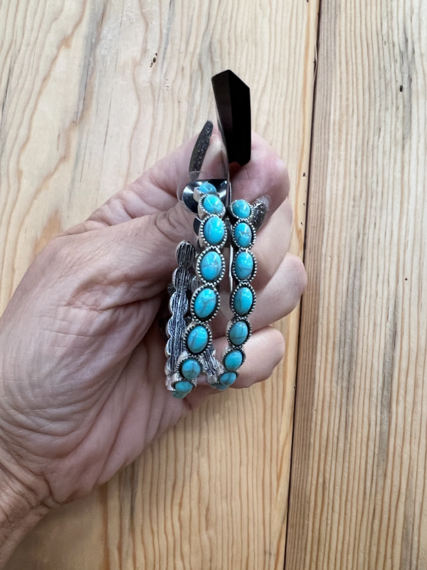 Large Turquoise Hoops Oblong