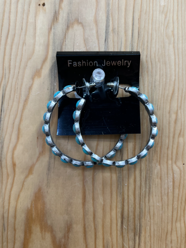 Large Turquoise Hoops Oblong