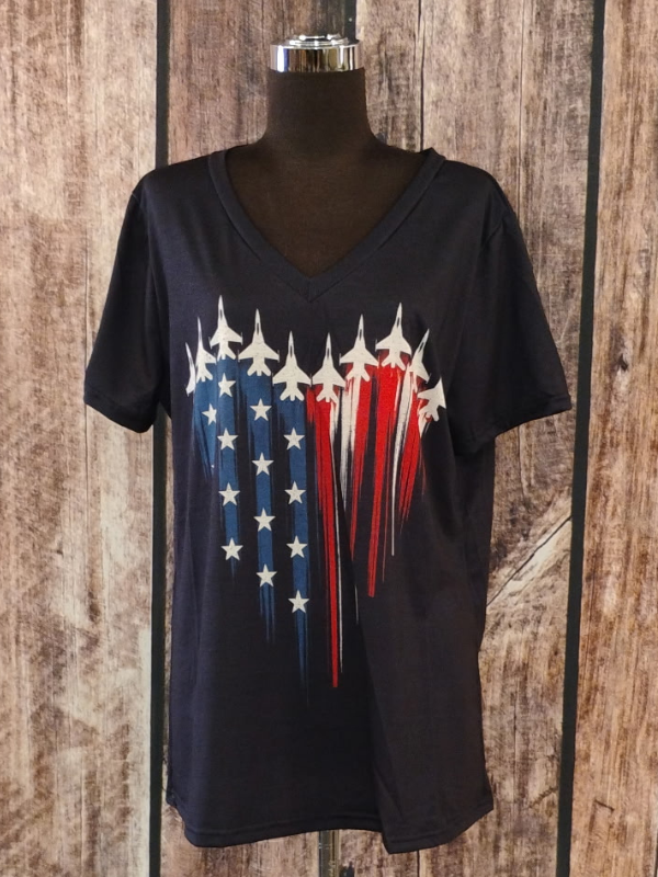 American Flag With Fighter Jets T Shirt