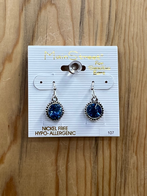 Main Street Earrings #107 Blue Oval Stone