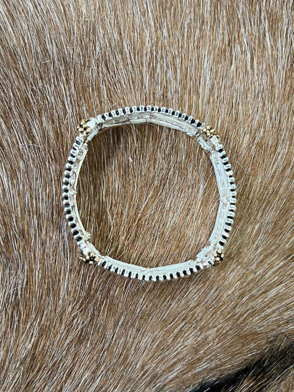 Large Chunky Beads with Gold X Stretch Bracelet