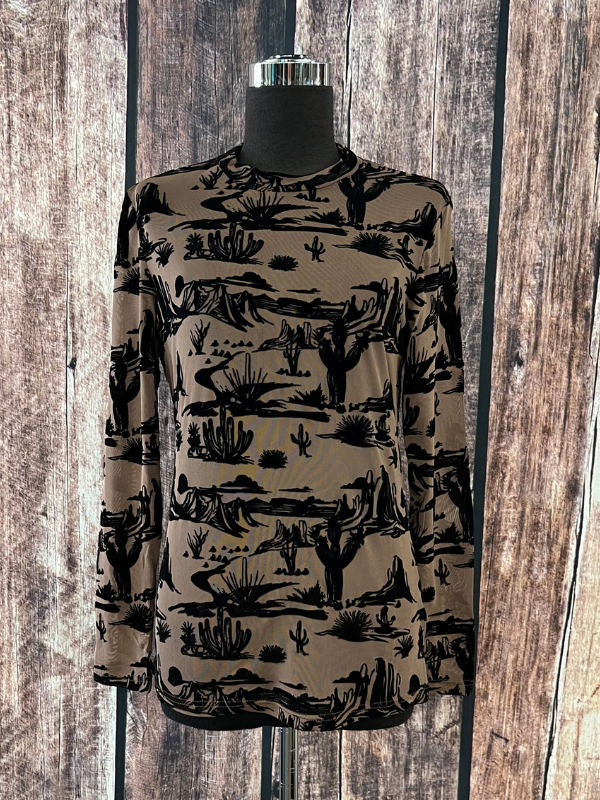 Merigold Kiss Wild West 3D Printed Mesh Top