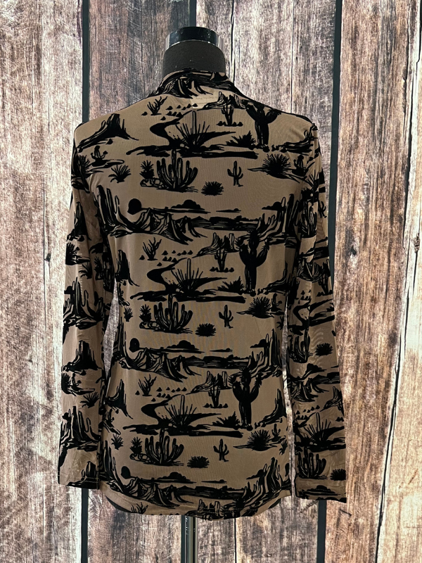 Merigold Kiss Wild West 3D Printed Mesh Top