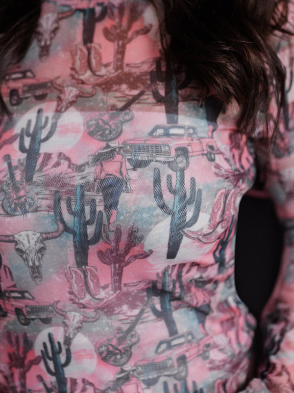 Merigold Kiss Country Road LS Mesh Top