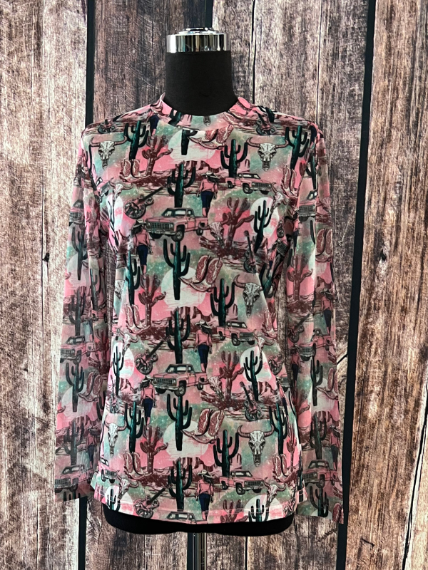 Merigold Kiss Country Road LS Mesh Top