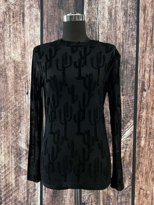 Merigold Kiss All About Cactus 3D Print Mesh Top Black