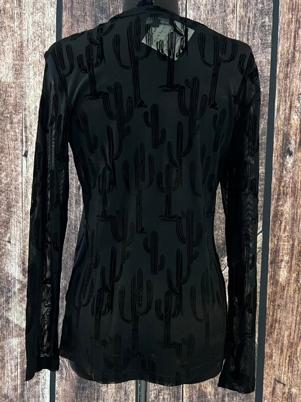 Merigold Kiss All About Cactus 3D Print Mesh Top Black