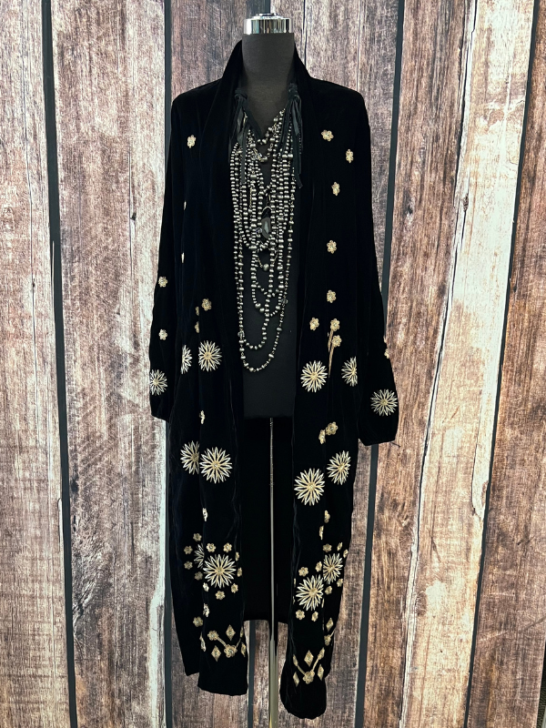 Adore Velvet Embroidered Duster