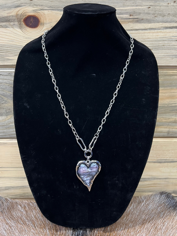 Heart Grey Filled Necklace