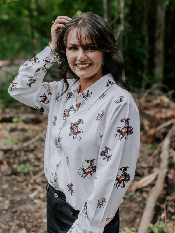 Merigold Kiss Yee Haw Pearl Snap Button Down Shirt