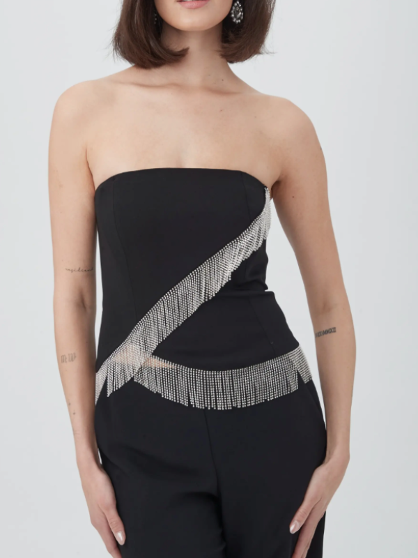 Aeris Rhinestone Fringe Strapless Top By Trina Turk