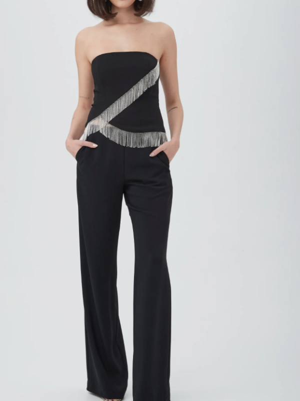 Aeris Rhinestone Fringe Strapless Top By Trina Turk