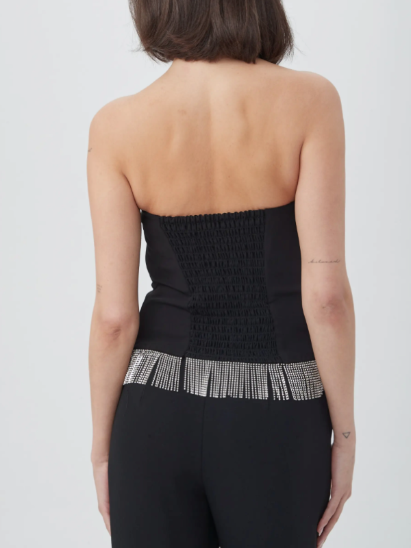 Aeris Rhinestone Fringe Strapless Top By Trina Turk