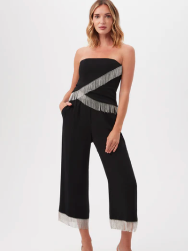 Oberon Rhinestone Fringe Cropped Pant By Trina Turk