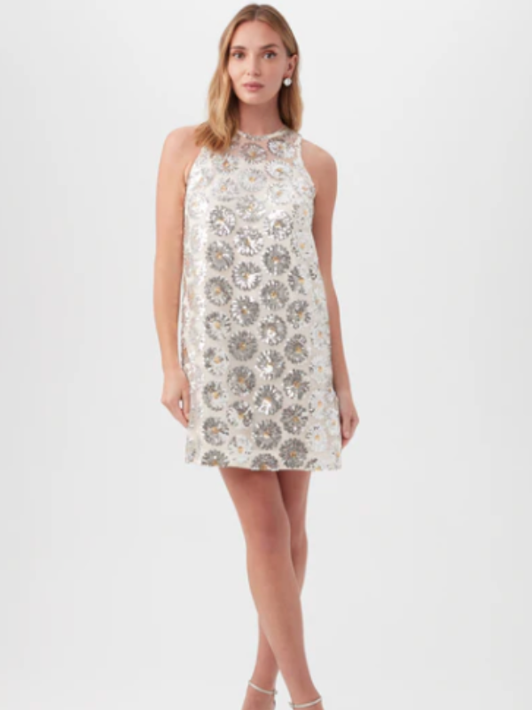 Johana Desert Palms Daisy Sequin Sleeveless Shift Dress By Trina Turk