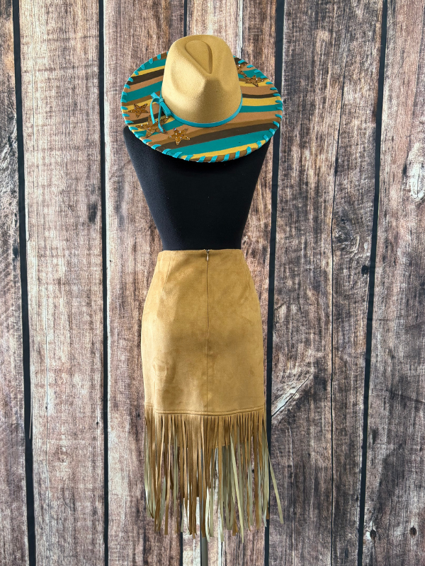 Adore Tan Skirt With Long Fringe