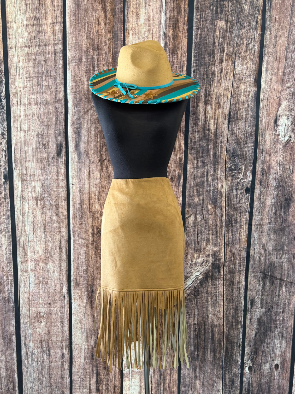 Adore Tan Skirt With Long Fringe