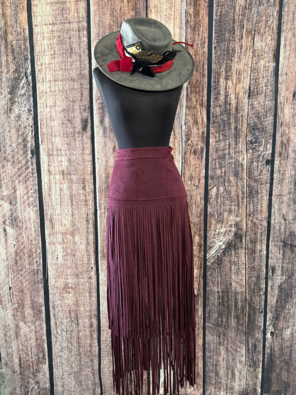 Adore Skirt With Long Fringe Wine Red
