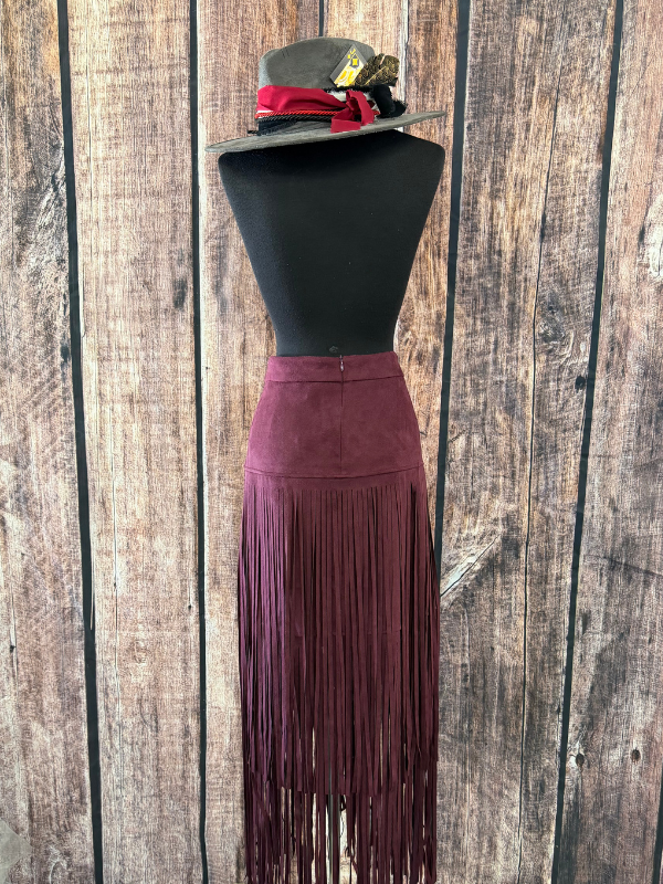 Adore Skirt With Long Fringe Wine Red