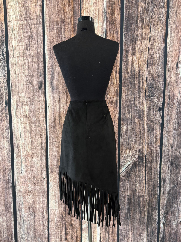 Adore Black Fringe Skirt Medium Length