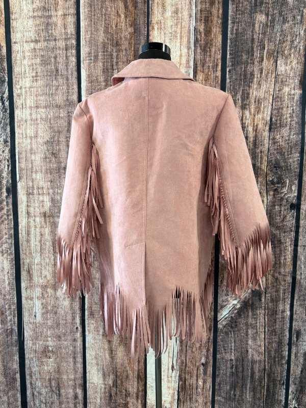 Adore Light Pink Fringe Jacket With Pockets
