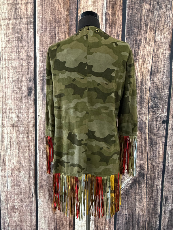 Adore Camo Suede Fringe Duster