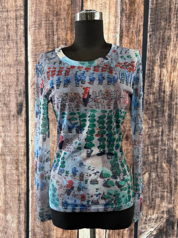 Adore Multi-color Cityscape Mesh top "S"