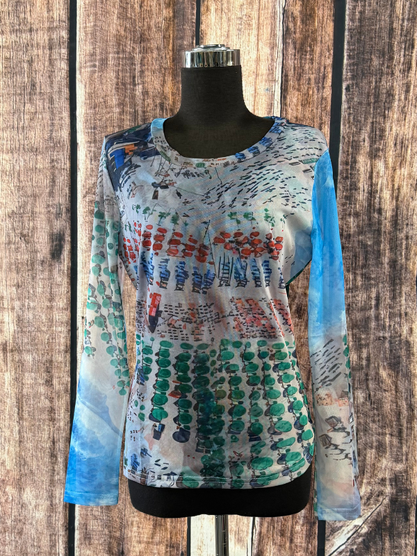 Adore Multi-color Cityscape Mesh top "M"