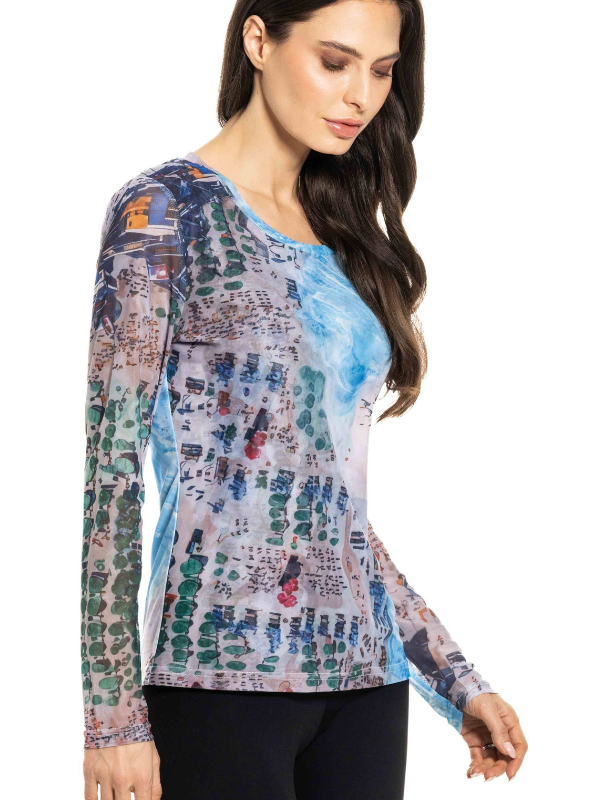 Adore Multi-color Cityscape Mesh top "XL"