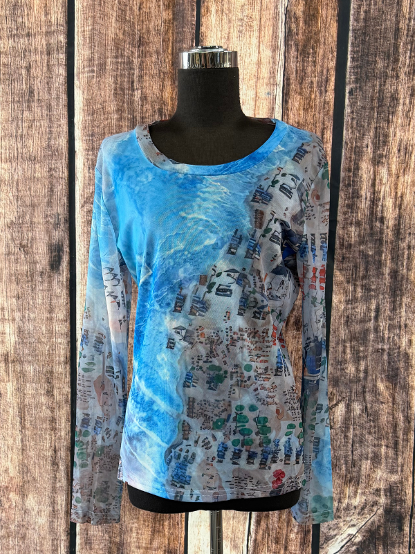 Adore Multi-color Cityscape Mesh top "L"