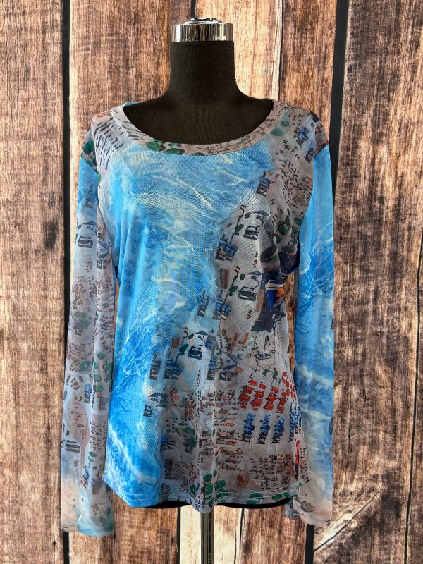 Adore Multi-color Cityscape Mesh top "XL"