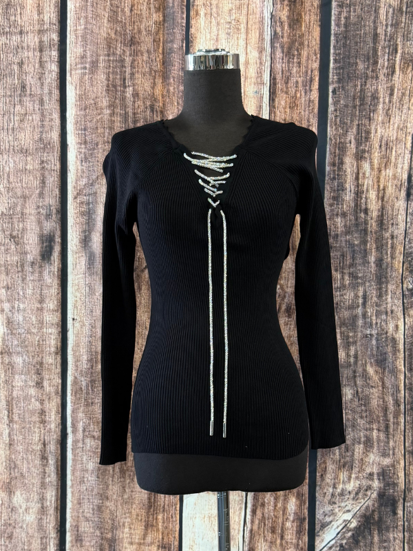 OO La La Black Long Sleeve With Bling Tie