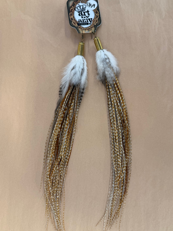 White Top Feather Earrings Art By Amy