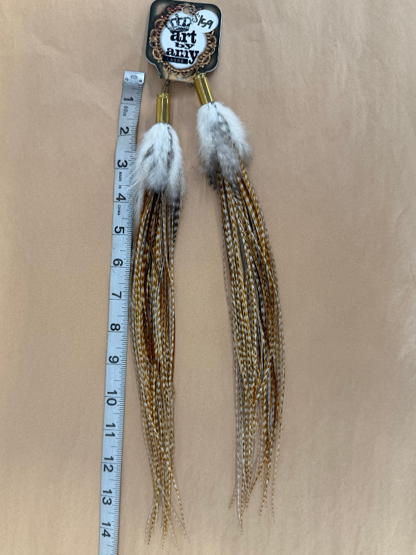 White Top Feather Earrings Art By Amy