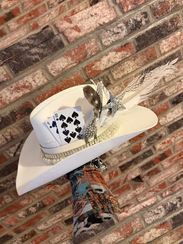 Beaver White Pearl Fedora Hat by Art By Amy