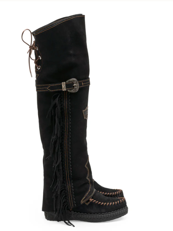 Wedge Moccasin Boots - Coleen Silverstone Carbon By El Vaquero Italy