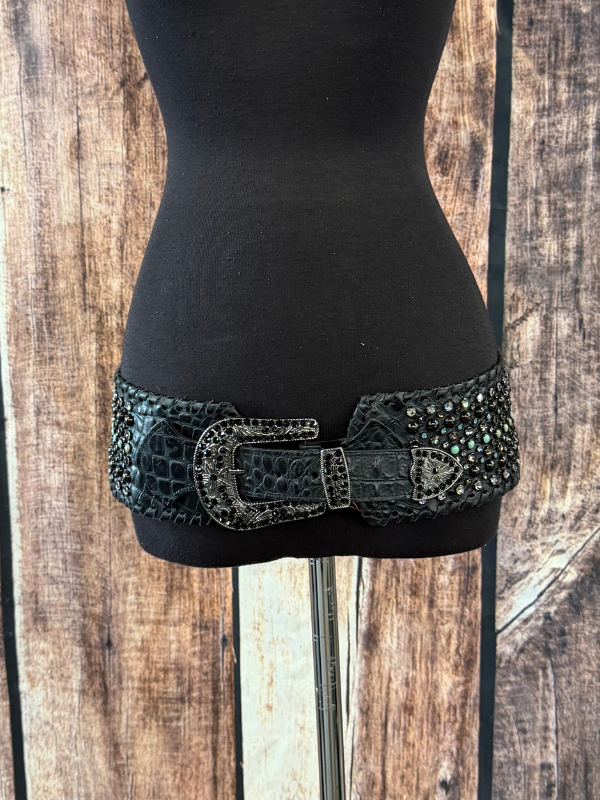 Silver, Black & Turquoise Swirl Kurtmen Belt