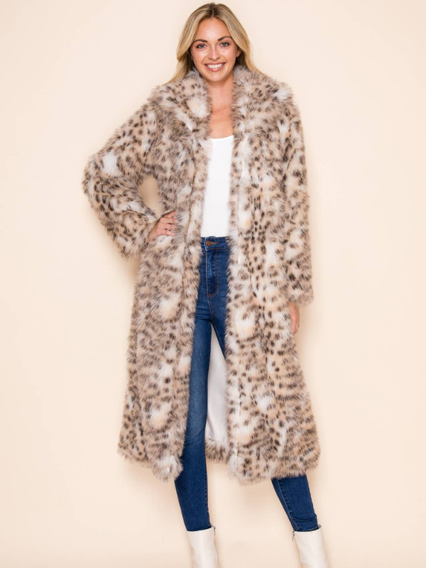W.A.Y. --Wonderful And Young Minky Faux Fur Maxi Leopard Print Coat