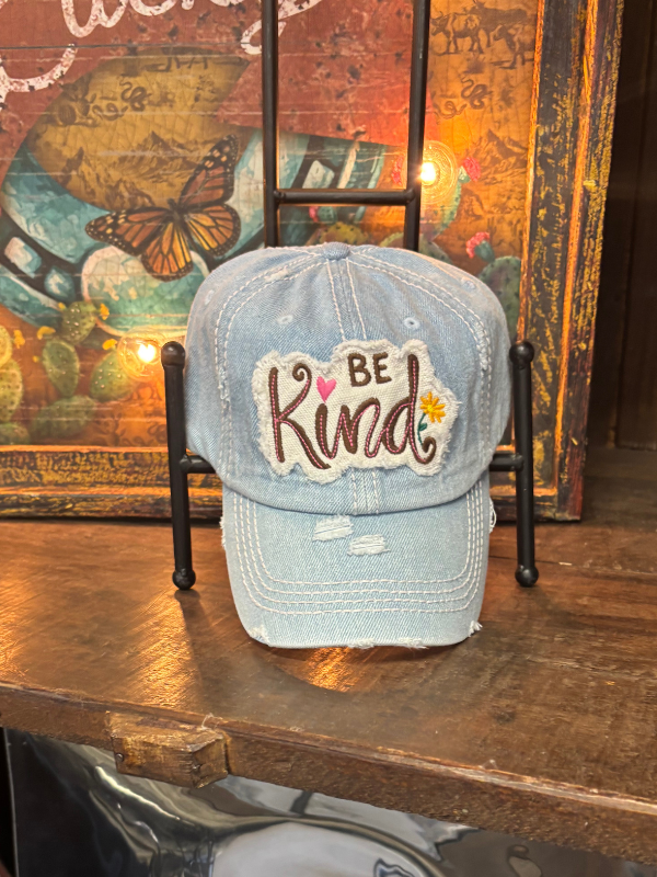 Be Kind Vintage Baseball Cap Light Blue