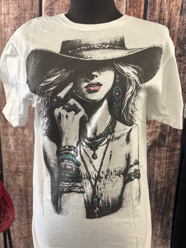 Turquoise Cowgirl T-Shirt With Crystals