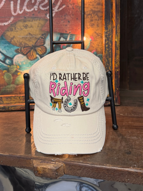 I'd Rather Be Riding Vintage Baseball Cap White