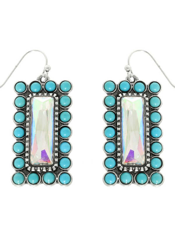 Western Vertical Turquoise Bar Earrings
