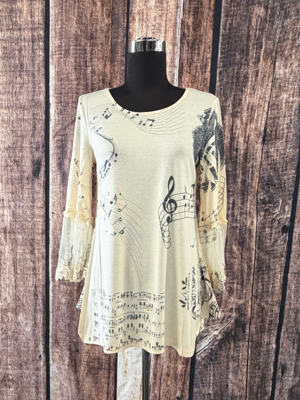 Origami Tunic Top With Lace Sleeves