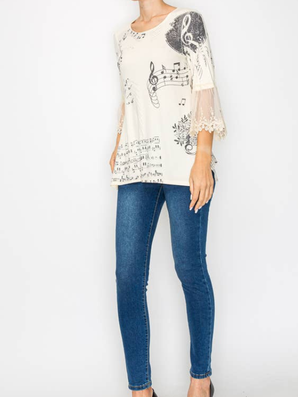 Origami Tunic Top With Lace Sleeves