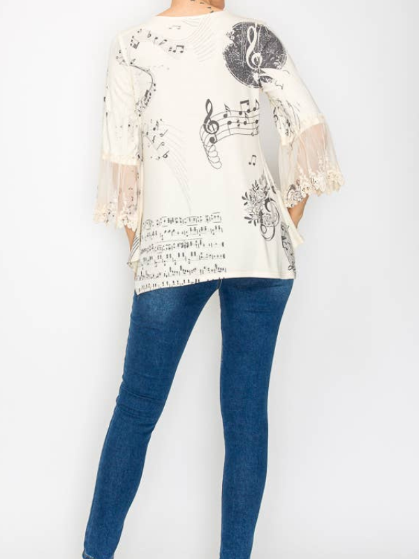 Origami Tunic Top With Lace Sleeves