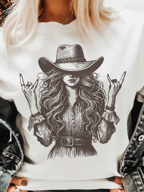Rocker Cowgirl T-Shirt With Crystals