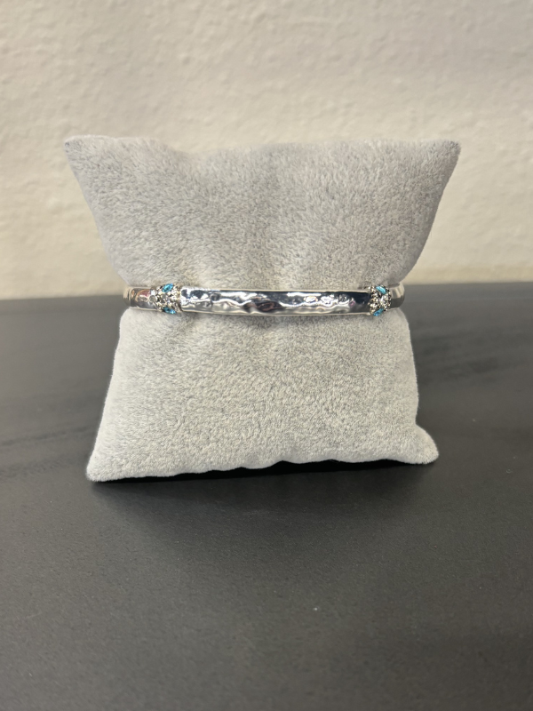 Silver With Blue Stones Stretch Bracelet
