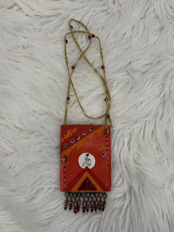 Red & Orange with Beads Cell Phone Crossbody